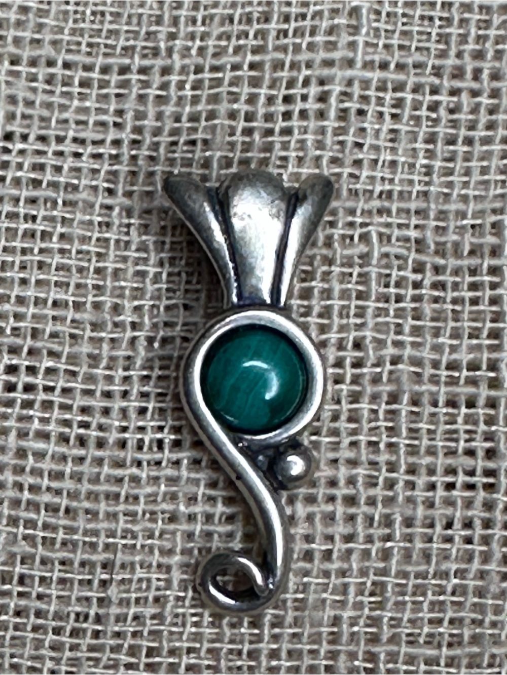 Carolyn Pollack Malachite Sterling Silver 925 Leaf Necklace Pendant
